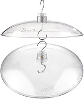 iBorn baffles 13-inch bird feeder cover shields against rain while keeping seeds visible