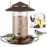 iBorn Bird Feeder with fixed metal hanger for stable outdoor mounting against wind.