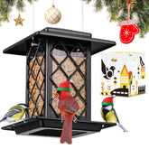 iborn lantern-style bird feeder enhances yard decor and invites songbirds