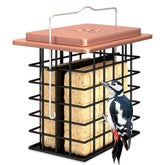 iBorn Double Suet Feeder with metal roof in copper finish for durable outdoor feeding.
