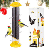iBorn Finch Feeders outside yellow 14-inch tube attracts goldfinches
