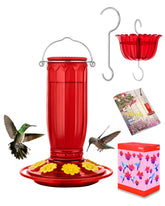 iborn hummingbird feeder with 8 ports in yellow glass for outdoor nectar feeding