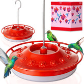 The iBorn hummingbird feeder for outdoors hanging attracts birds with bright red ports for vibrant garden moments.