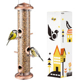 iBorn metal bird feeder brushed copper with six ports for multi-bird feeding outdoors