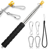 ICOMEY telescopic handheld flagpole extended for ready outdoor flag setup