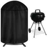 iCOVER round grill cover protecting a 29-inch diameter grill from rain and sun