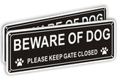 i-CowFun Beware of Dog sign front view with bold contrast for outdoor readability.