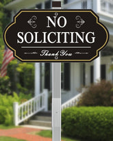 i-CowFun no soliciting sign with metal plate for durable outdoor use.