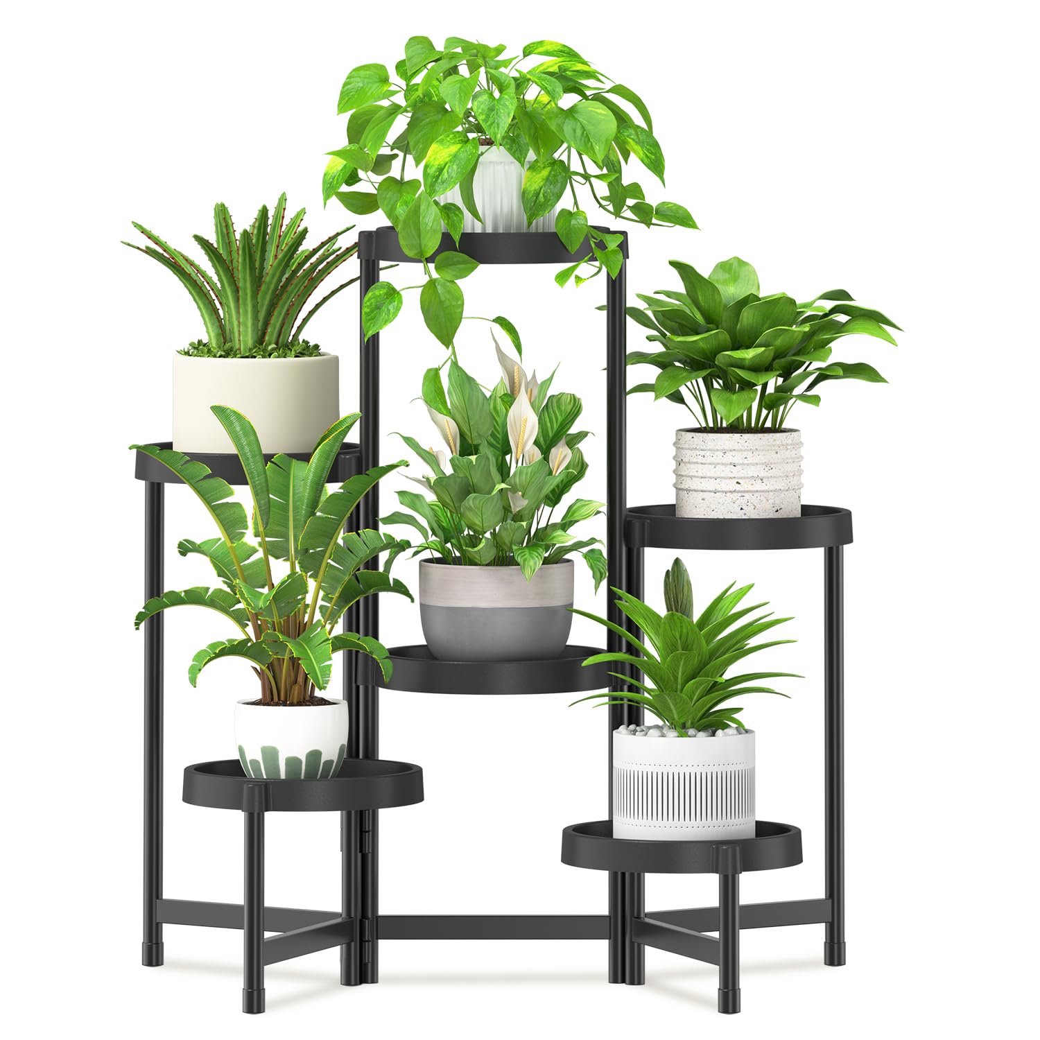 idavosic.ly 6-tier folding plant stand for indoor and outdoor use with easy assembly