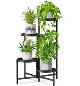 iDavosic.ly four-tier plant stand in modern black complements a living room corner