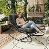 IDEALHOUSE outdoor rocking chair with metal frame for sturdy patio lounging.