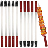 Idong 10-piece skewers with wood handle provide a cool grip during grilling.