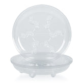 Idyllize clear 8in plant saucer in use protecting surfaces from drips.