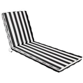 Iheqard chaise lounge cushion in black-and-white stripes for outdoor style and comfort.