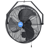 iLiving 18inch wall fan mounted in a garage delivering strong cooling