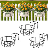 OYMVEKIK Adjustable Hanging Railing Planter (3 Pack) – Weather-Resistant Balcony Metal Planters