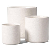 LE TAUCI Ceramic Pots for Plants – 3-Piece Linen Birch Cylinders (10/8/6 Inch) with Drainage