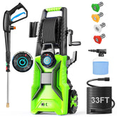 Imdot electric pressure washer front view in green, ready for heavy-duty home cleaning
