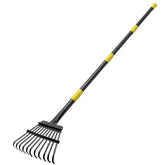 INFLATION garden rake with metal 11-tine head for efficient leaf collection