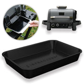 Infraovens drip pan in use with Ninja OG701 catching drips for easier grilling cleanup