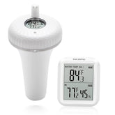 Inkbird IBS-P01R floating thermometer in pool showing quick water temperature readings