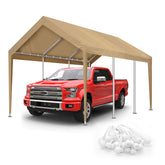 Inmeilifus carport cover beige 10x20 protecting the vehicle from sun and rain