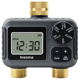 Insoma 2-zone timer with brass inlet and outlet for durable irrigation