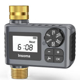 Insoma water timer with brass inlet and outlet for durable outdoor watering.