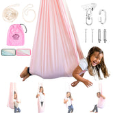 Inspire Innovations double-layer sensory swing for kids indoors and outdoors promoting calm and focus.
