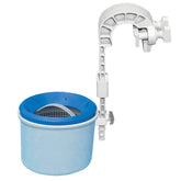 Intex deluxe wall-mount skimmer on pool wall catching surface debris