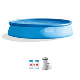 Intex Easy Set pool top ring inflates quickly for fast setup.