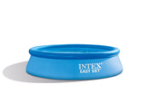 Intex Easy Set pool top-ring inflation showing quick setup for sunny days