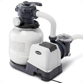 Intex Krystal Clear sand filter pump front view showing compact design for steady circulation