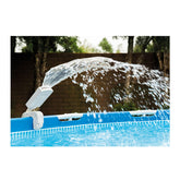Intex LED Pool Sprayer emitting a colorful water spray to cool hot days.