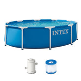 Intex Metal Frame pool with steel frame, built for durability and long-lasting backyard use.