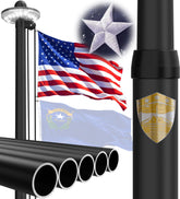 IOEN flag pole base diameter close-up showing sturdy 2.7-inch width for outdoor mounting