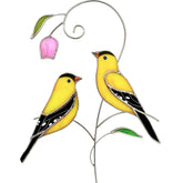 IriCrist Goldfinch suncatcher pair brightens windows with colorful light