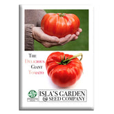 Isla's Garden Seeds Delicious Giant Beefsteak tomato fruit ready for thick slices