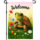 IVN Spring Garden Turtle Flag; double-sided design for vibrant welcome from any angle.