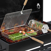 Ivtivfu grill basket with removable wooden handle for safe, easy grilling.