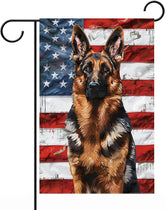 iWeeta German Shepherd flag 12x18, front view, durable outdoor decor for yards.