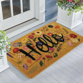 IZUS Floral Welcome Doormat 17x29in front-door view, adds curb appeal and outdoor durability.