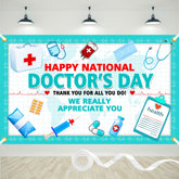 Jaailee Doctor's Day banner front view with crisp medical graphics, ideal as a photo backdrop