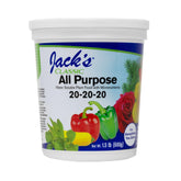 Jack's Classic 20-20-20 bottle pour showing easy feeding for indoor and outdoor plants