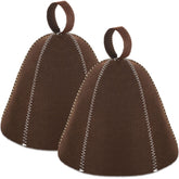 JaGely sauna hat brown front view for heat-insulated sauna sessions.