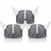 JaGely sauna hat with Viking horns, front view, stylish and functional.