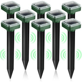 JahyElec 8-pack solar mole repellent stakes ready for yard deployment to deter burrowing pests