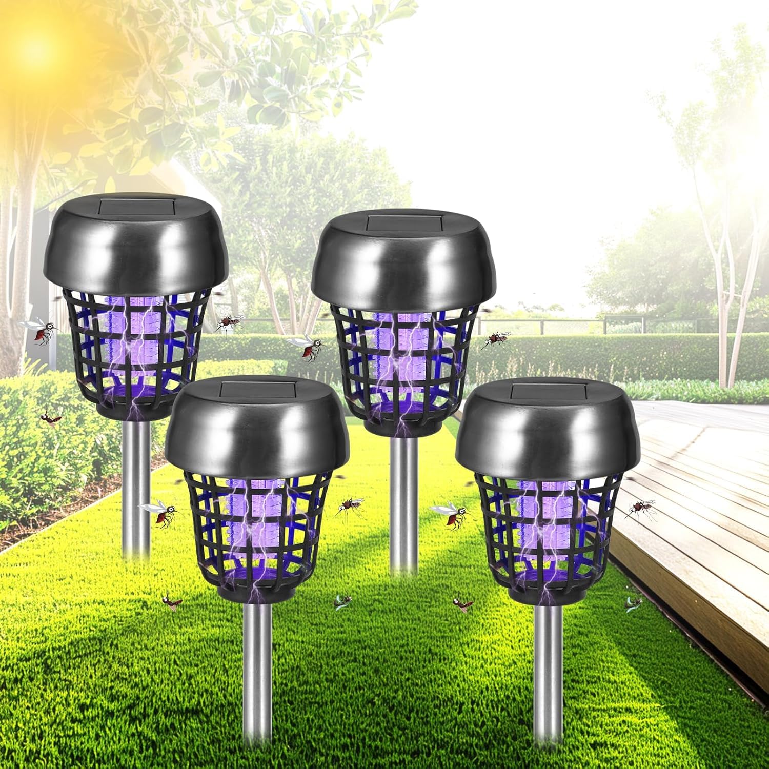 JahyElec solar bug zapper outdoor waterproof for garden mosquito control.