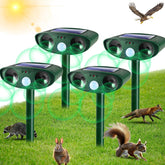 JahyElec solar ultrasonic repeller front view protects yard without harming wildlife