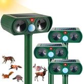JahyElec ultrasonic animal repeller in garden deterring pests safely.